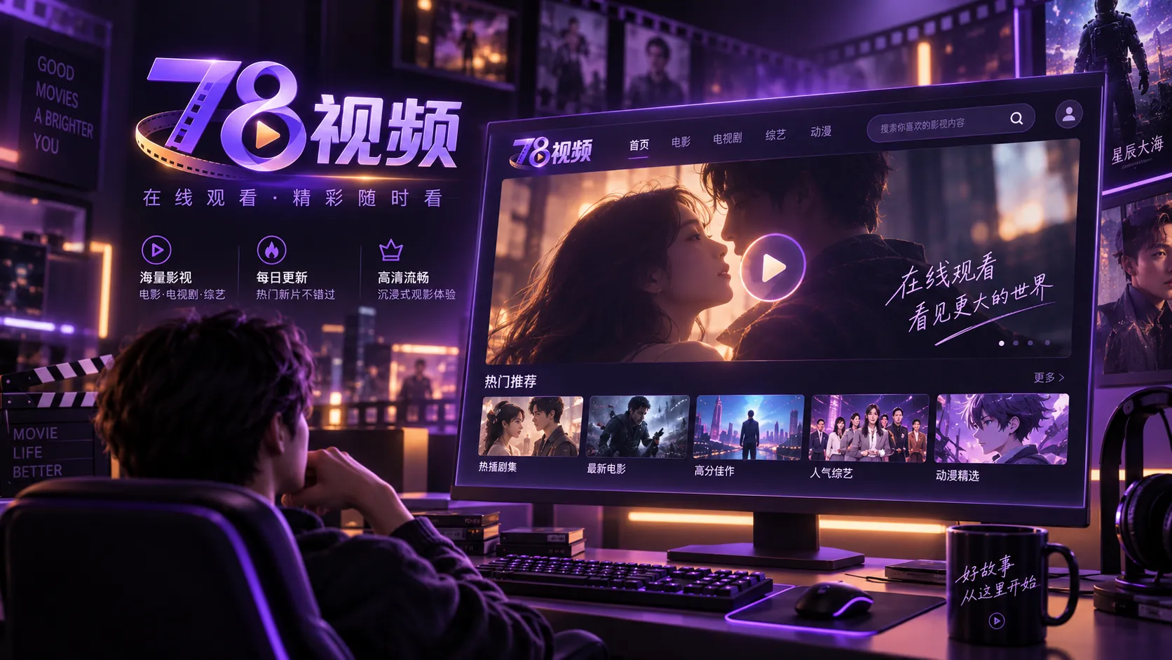电脑端浏览78视频内容的页面示意